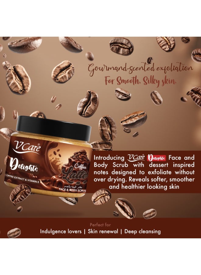 VCare V Care Delight Coffee Latte Face & Body Scrub 500ML - Gentle Exfoliating, Deep Cleansing, Gourmand Fragrance - Image 3